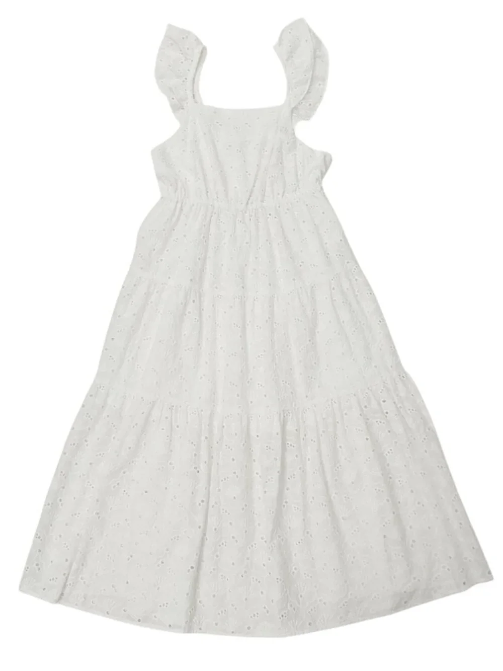 Zara Tiered Dress Girls 13/14 White Eyelet Embroidered Open Back Lined